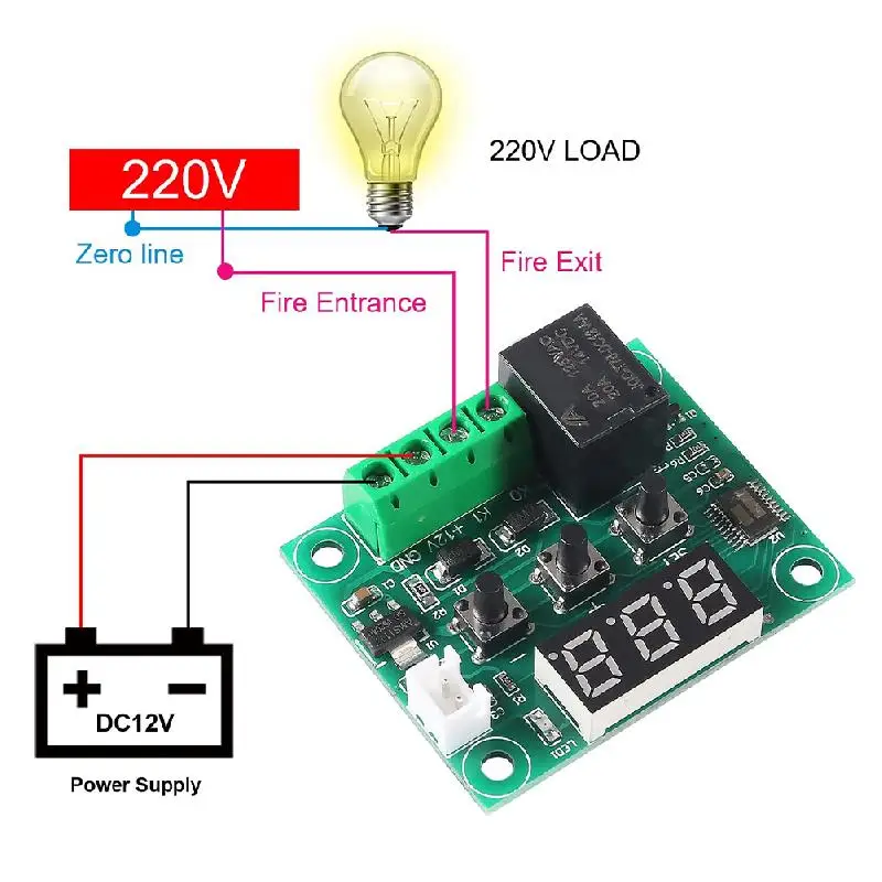 W1209 LED Digital Thermostat Temperature Switch Module with NTC Sensor DC 12V heat cool temp On/Off Controller DIY electronic