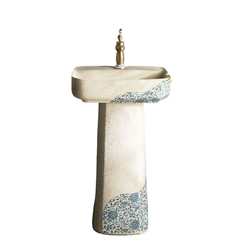 

Outdoor wash basin balcony column basin integrated floor wash basin