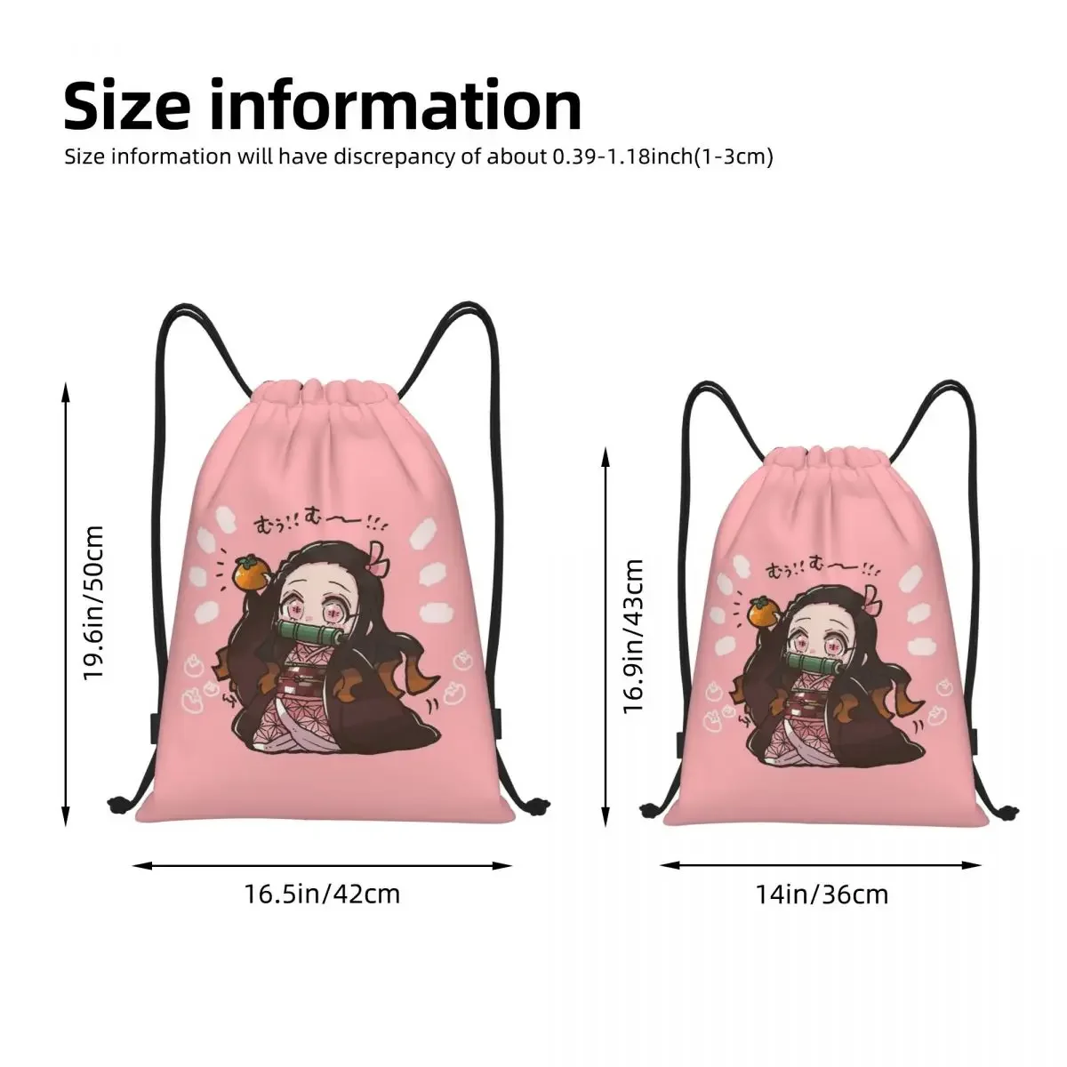 Demon Slayer Anime Drawstring Backpack Gym Sports Sackpack Kamado Nezuko String Bags for Working Out