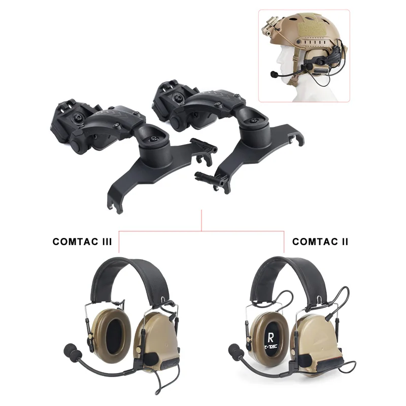 Z-TAC Tactical Helmet Mount Adapter Headset ARC Track Mount Compatible for COMTAC II or COMTACIII Headset Accessories