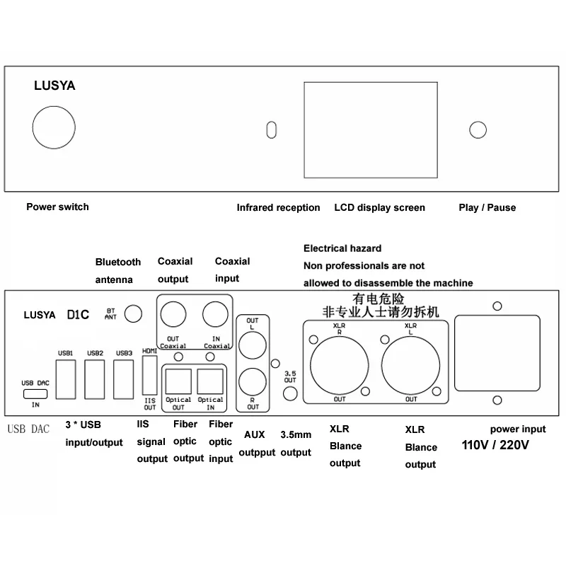 Imagem -05 - Dlhifi Dac Music Player D1c Ak4499 Duplo Es9038q2m Es9039 Desktop Decodificação Hifi Fibra Coaxial Bluetooth Usb Disco Rígido Dsd