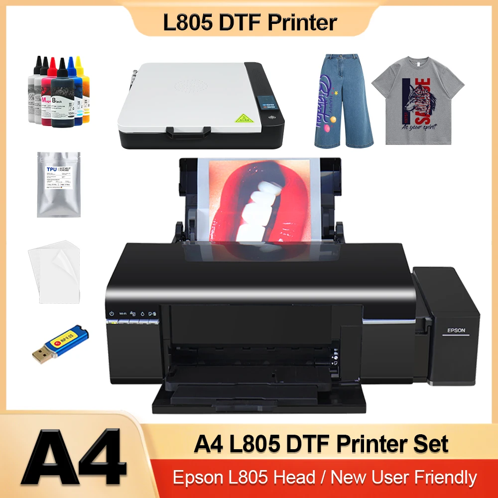 A4 DTF Printer Bundle For Epson L805 Converted DTF Printer T-Shirt Printing Machine Direct Transfer Film A4 DTF Impressora