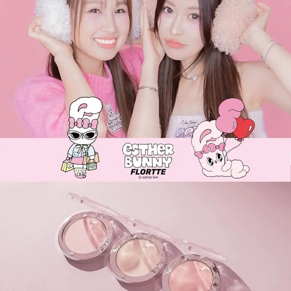 FLORTTE BUNNY مسحوق أحمر خدود عالي اللمعان أحادي اللون مسحوق تفتيح كريم وجه طبيعي لون مكياج كوري #3