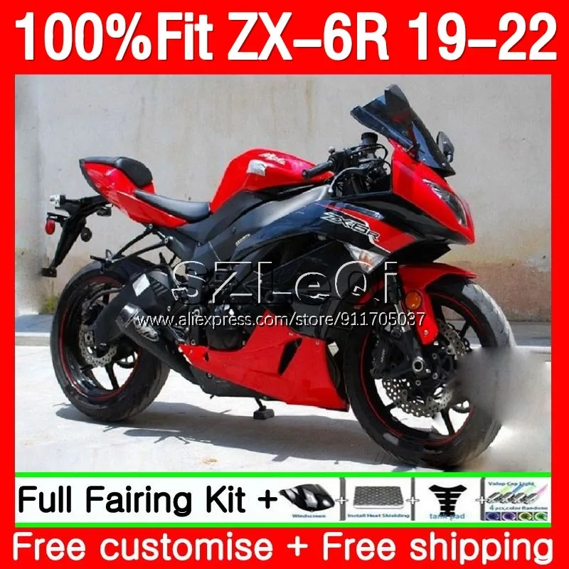 Body For KAWASAKI NINJA ZX 6R Factory red 636 6 R ZX636 ZX6R 19 20 21 22 102No.48 ZX-6R ZX-636 2019 2020 2021 2022 2023 Fairing