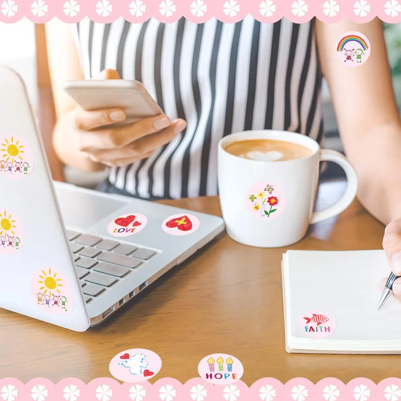 200 Pcs Christian Religious Stickers for  Jesus Christian Faith Shape Stickers Religious Easter Stickers