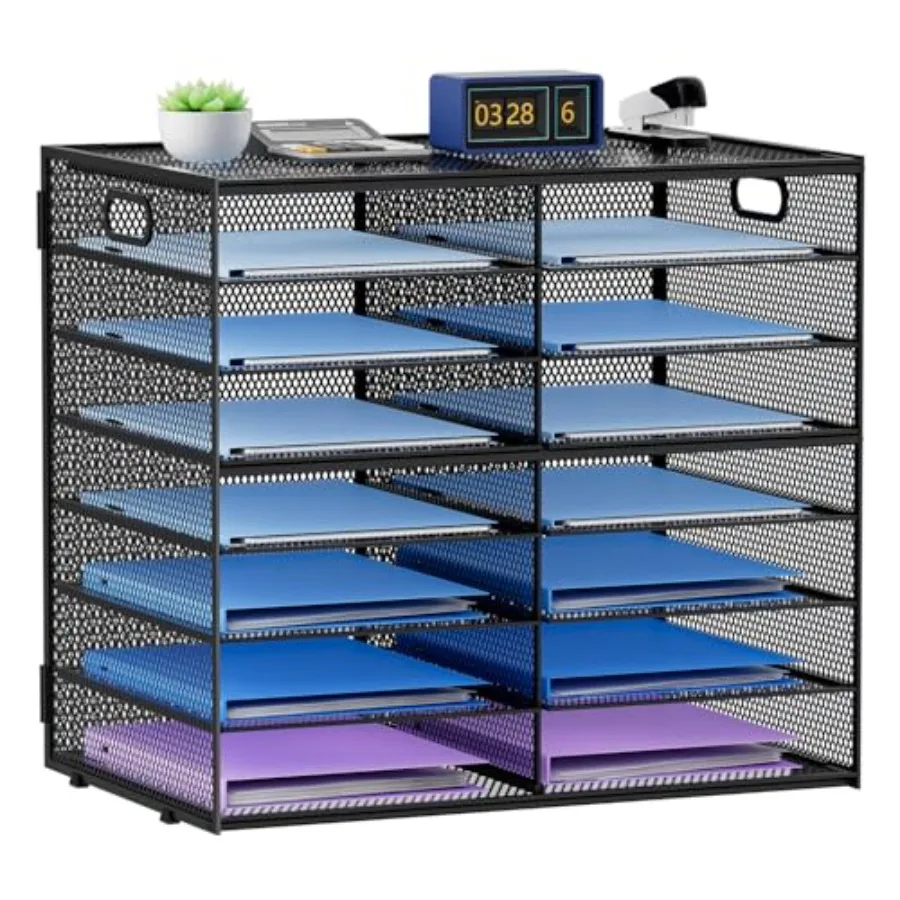 

Настольный органайзер для документов с 14 отделениями, сетчатый лоток для бумаг, почтовый ящик с ручкой для офиса