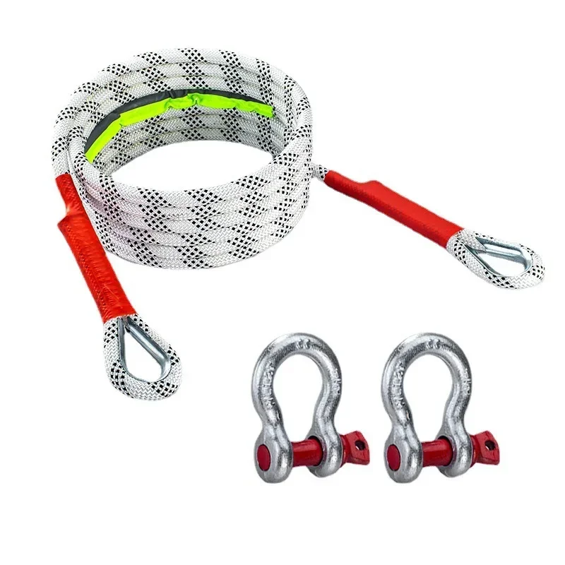 Car Towing Rope 20T Off-road Emergency Rescue rope with Steel buckle Camping Upgraded Reliable and Wear-resistant Auto Supplies