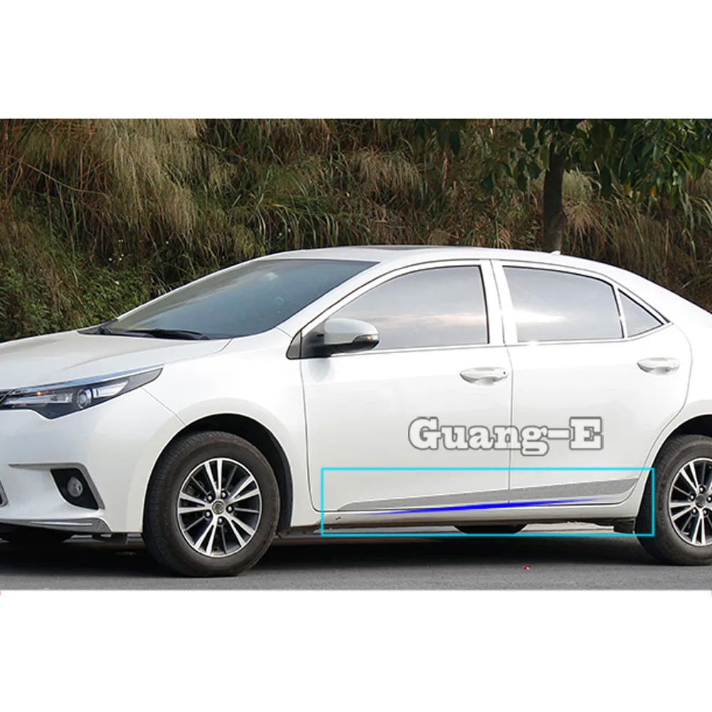 Top Car Styling Cover Stainless Steel Side Door Body Trim Stick Strip Lamp Molding 4pcs For Toyota Corolla Altis 2014 2015-2019