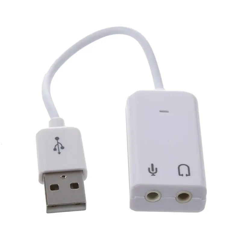 X64A-5 Pcs 3.5Mm Microphone Earphone Socket USB 2.0 Sound Card Speaker Audio Adapter White