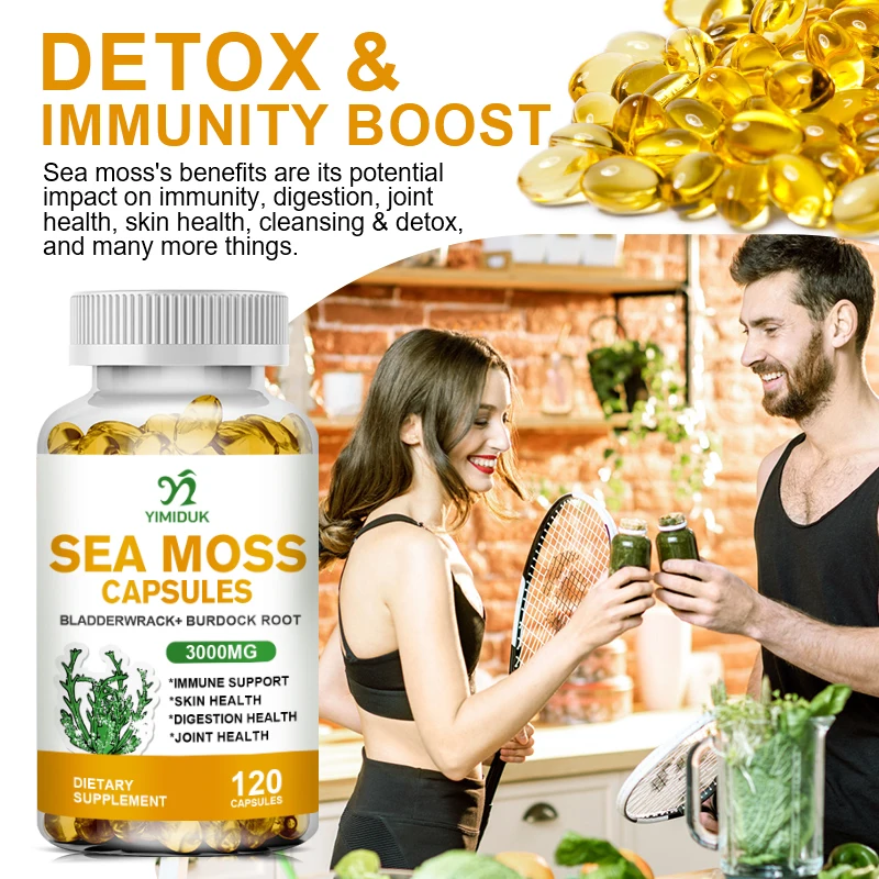 Organic Sea Moss Capsules, Irish Sea Moss, bladderwrack & Burdock Root