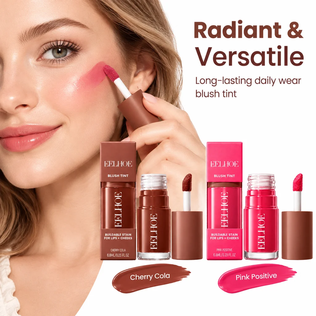 2 in 1 Lip And Cheek Tint Liquid Versatile Blush Sakura Pink Hydrating Sheer Tinted Oil Silky Soft Cheek Gloss Makeup 6ml