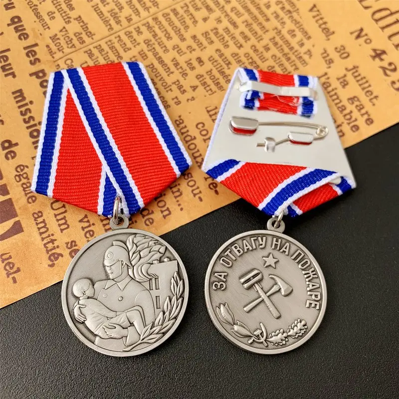 High quality Order of the Soviet Union Civil Firefighting Medal Badge Badge Foreign Memorial badges Bronze Gold Medals