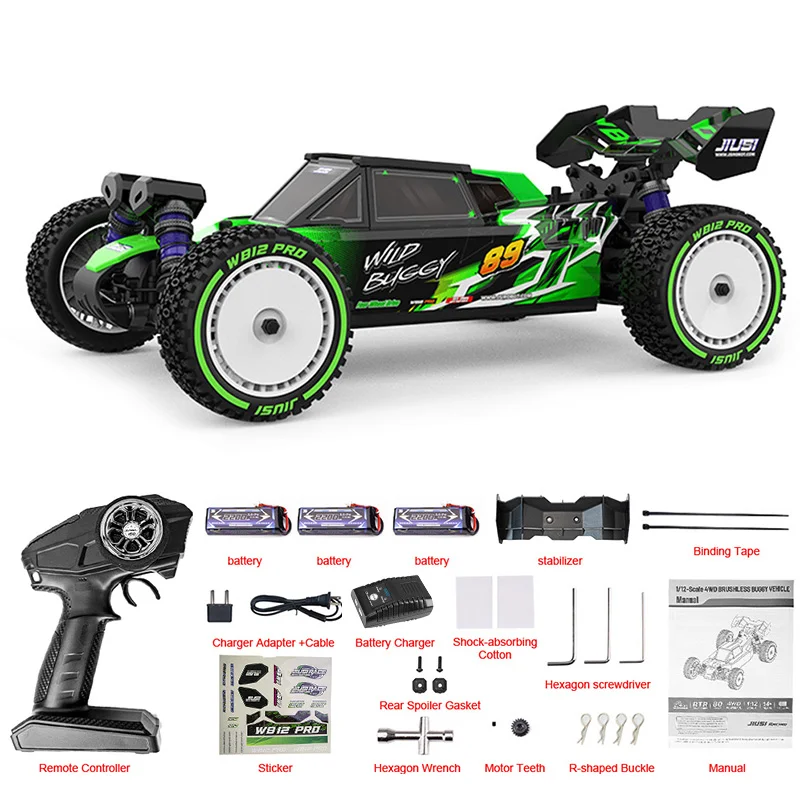 NIEUWE JIUSI 1:12 WB12 PRO 80km/u RC Auto 2.4G 4WD 3S 35A 3600KV Borstelloze Motor Hoge Snelheid Metalen Off-Road All Terrain Voertuig Raceauto RC model Speelgoed voor Volwassenen en Kinderen,
