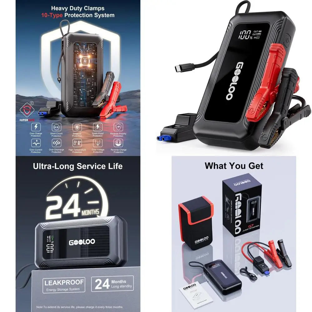 

G7 3000A Jump Starter with Built-in Cable,Portable Power Bank for 45W Fast Charging,12V SuperSafe Lithium Jump Box, Battery Boos