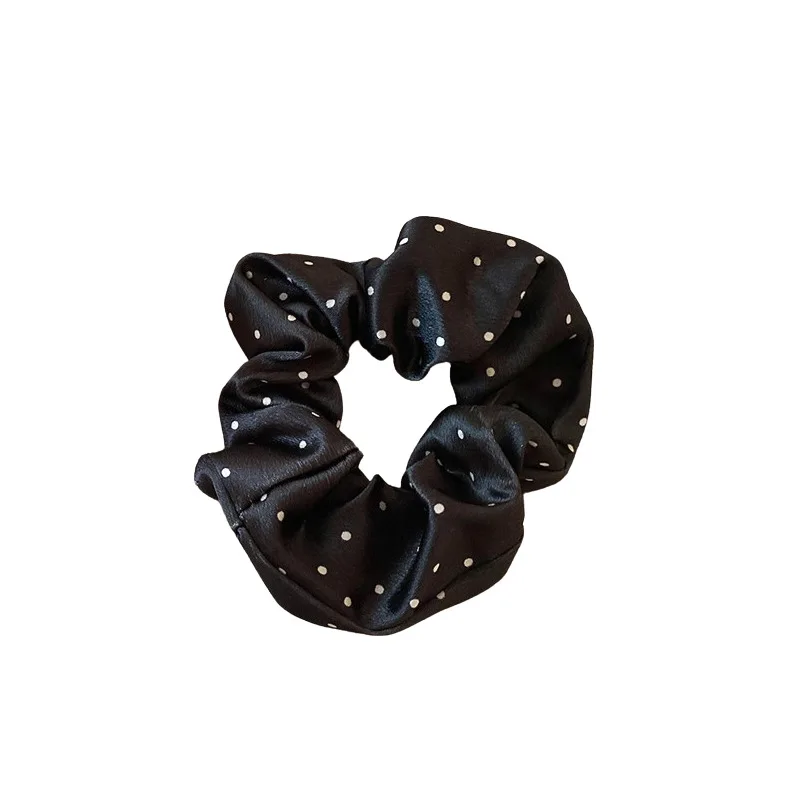 Chouchous pour cheveux à pois noirs et blancs pour femmes et filles, Simulation d'attaches en soie, boucle élastique pour cheveux, queue de cheval, ensembles d'accessoires pour cheveux M, 1/2 pièces