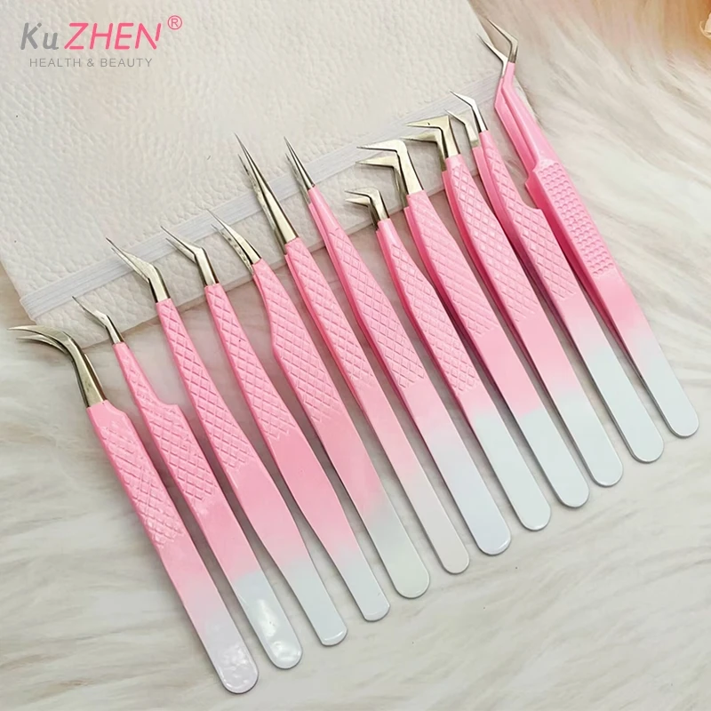 Eyelash Comb Tweezers Anti-Static Non-Magnetic Professional Pincet Lashes Extension Tweezers Makeup Tools Rhinestone Picker Tool