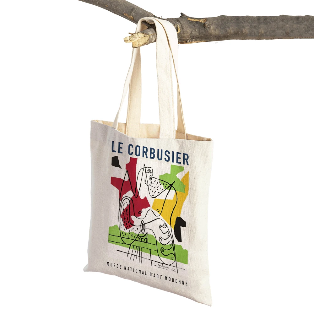 Le Corbusier Line Woman Nude Color Block Lady Shopping Bag Supermarket Travel Tote Handbag Casual Canvas Women Shopper Bags