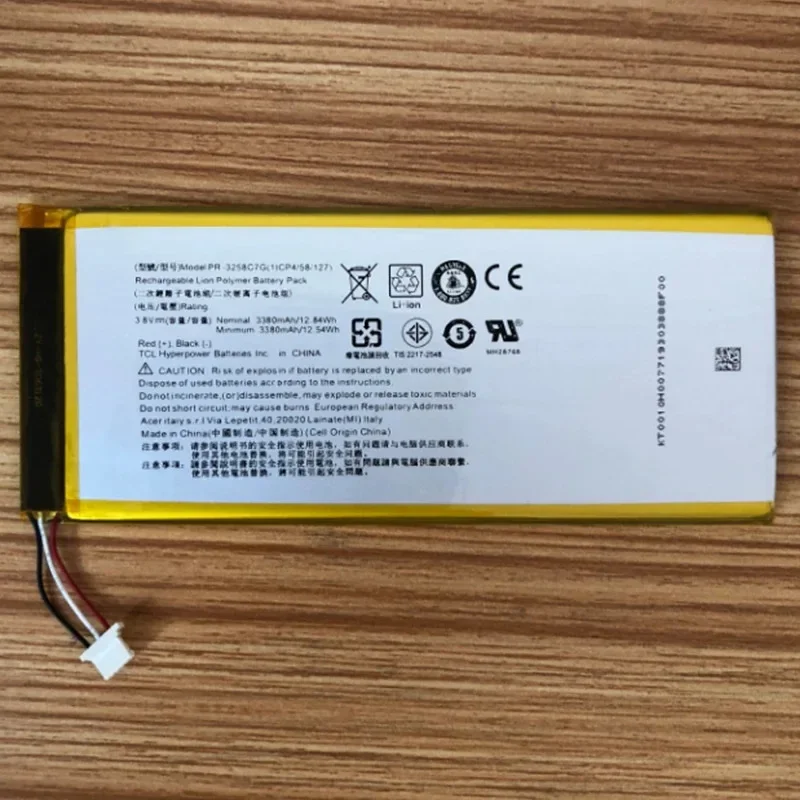 

New PR-3258C7G 1ICP4/58/127 Laptop Battery 3300mAh 3.8V 12.84Wh For Acer Iconia Talk S A1-734 B1-733 Tablet PCClippersClippersCl