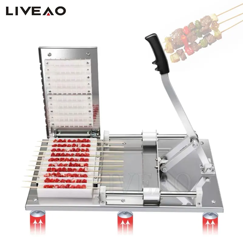 

Bbq Manual Satay Skewer Machine Stainless Steel Mutton Kebab Tools Kebab Meat Wear String Machine