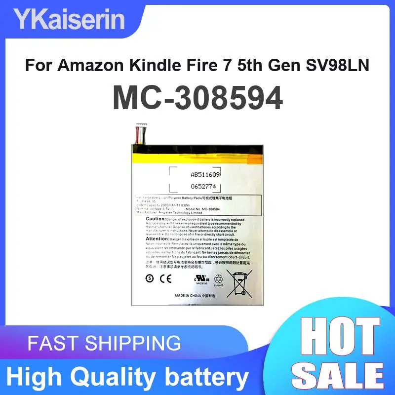 Tablet Battery Reliable Power MC-308594 For Amazon Kindle Fire 7 5th Gen SV98LN