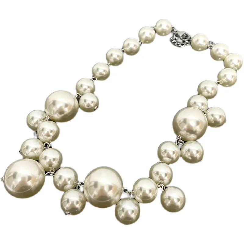 

Retro large pearl necklace, women's European and American light luxury temperament, neck chain, high-end collarbone chain