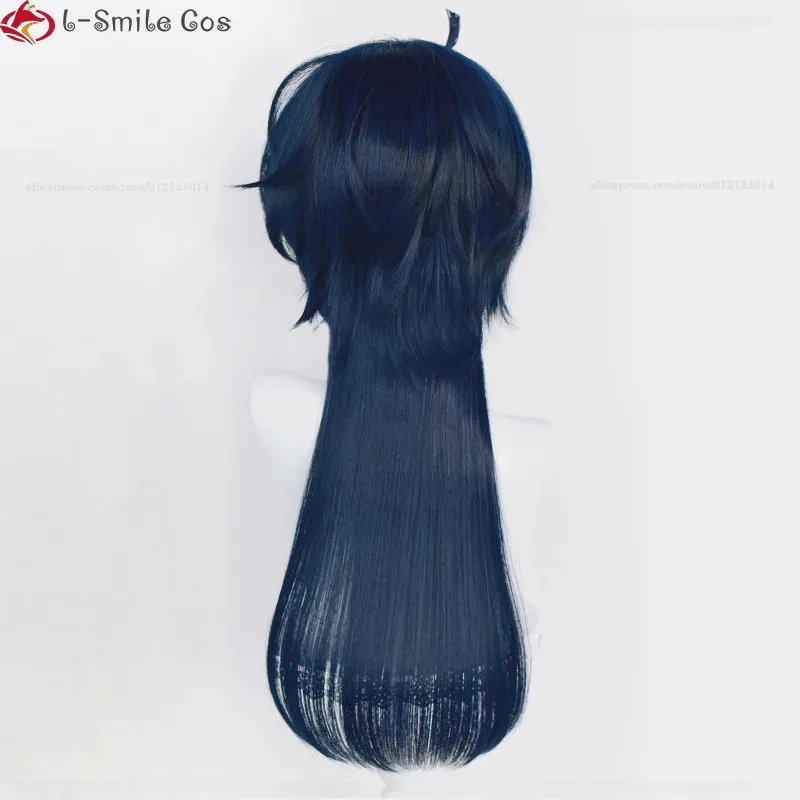 qq38Anime Cosplay Vanitas No Karte Wig Rambut Tahan Panas Biru Hitam Panjang 68cm Anting + Topi Wig