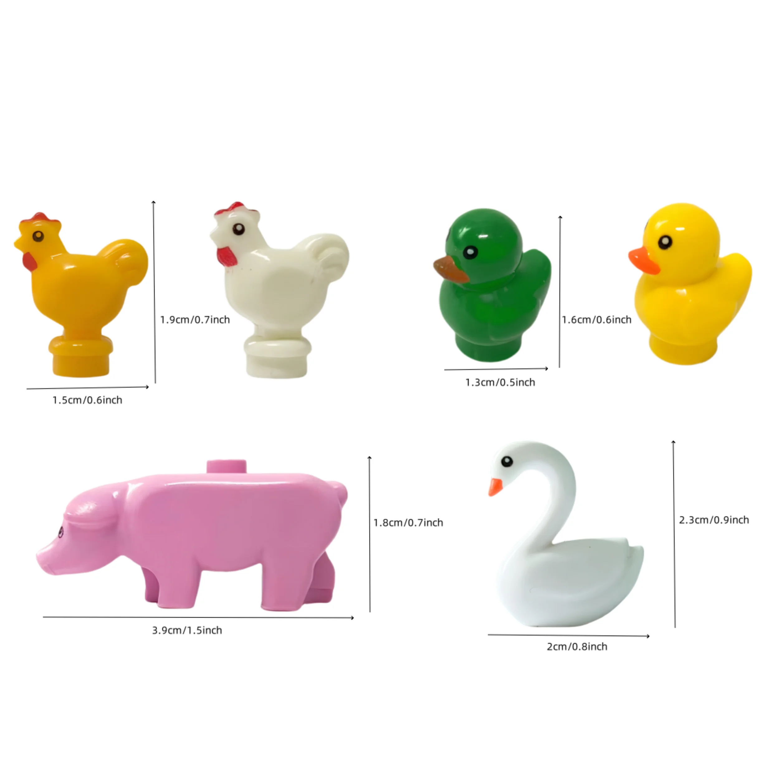 8pcs Farm Animals Building Blocks DIY Toys Small Size Animals Swans Roosters Ducks Pig Model Kit Practical Blocks Accessories