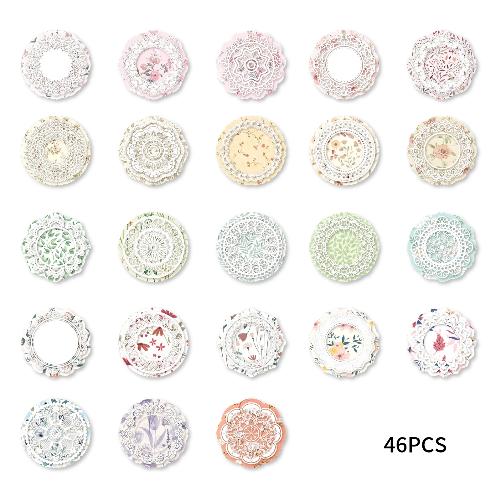 46pcs Vintage Lace Graffiti Stickers Decorated Notebook Diary Water Cup Guitar Suitcase Classic Toy Scrapbook DIY Decals