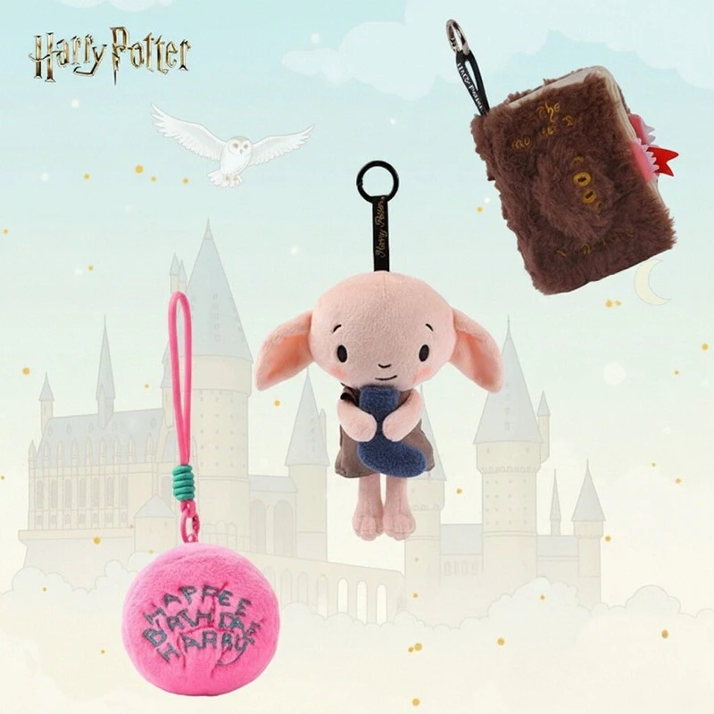 HUGKIS Original Harry Potter 8-16cm Monster Book Birthday Cake Dobby The Elf Plush Dolls Keychain Movie Collectible Stuffed Gift