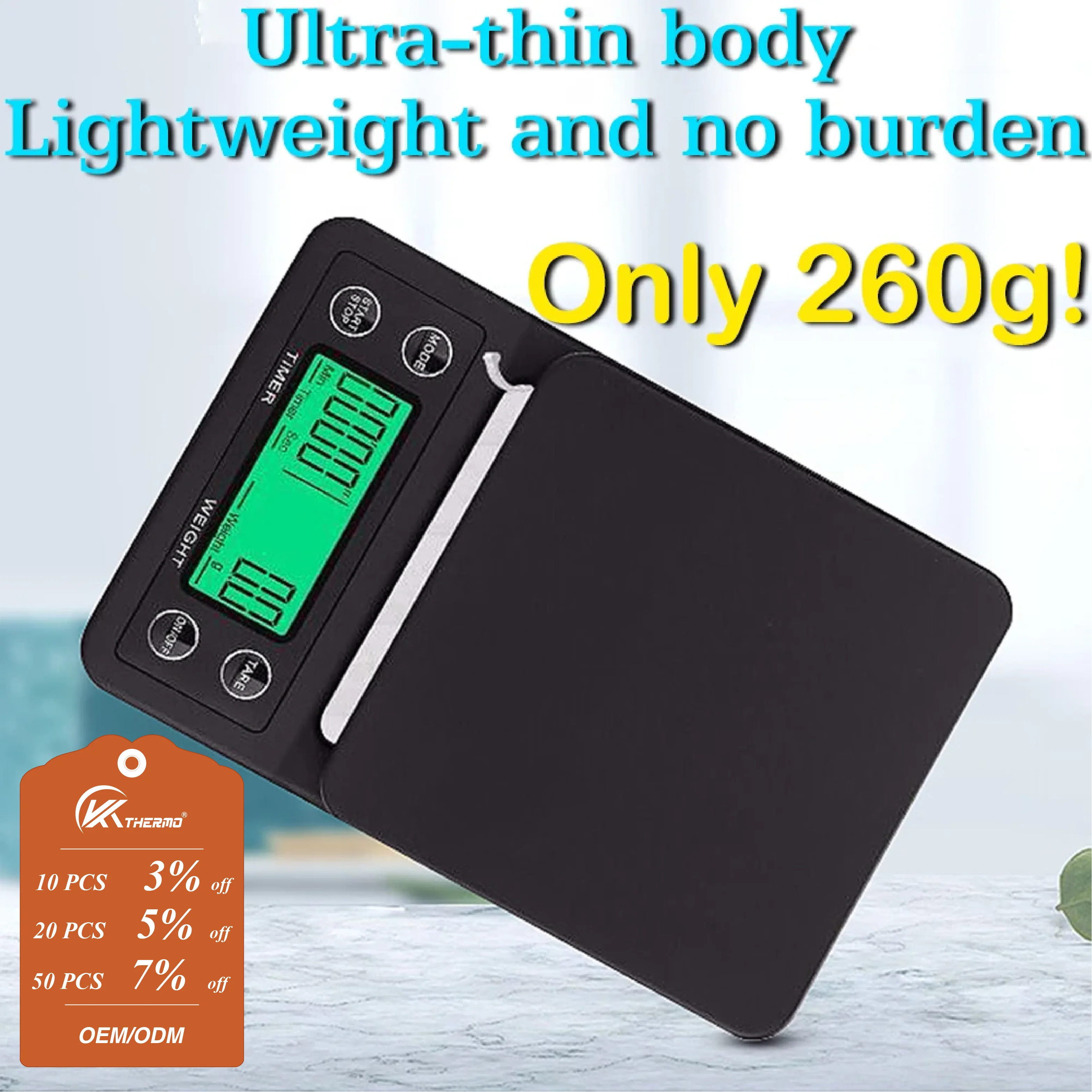 Digital Kitchen Scale with Timer & LED Backlight 3kg/5kg Capacity, 0.1g Accuracy, Coffee Scale with Silicone Pad for Brewing