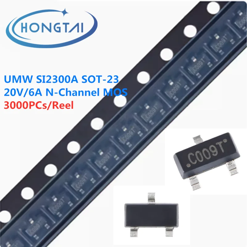 

3000PCs/Reel Free Shipping UMW SI2300A SOT-23 20V/6A N-channel MOS Chip Original New