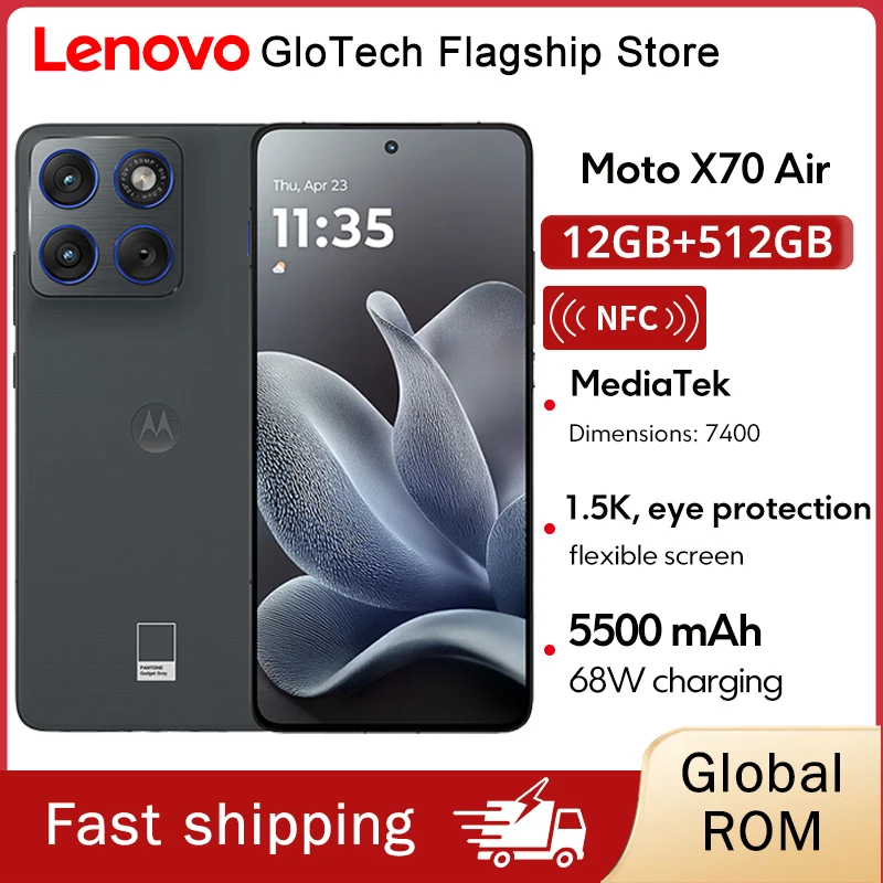 Motorola Moto X70 Air SmartPhone 6.7-inch 1.5K OLED 120Hz Display Snapdragon 7 Gen 4 Global ROM 50MPCamera Lightweight Cellphone