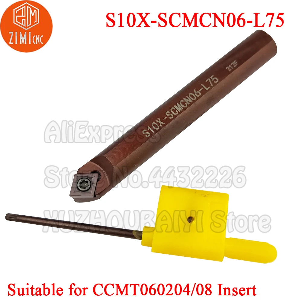 1p S10X-SCMCN06-L75 S10X SCMCN06-L75 S10X SCMCN06 L75 herramientas de torneado cortador portaherramientas y CCMT060204 CCMT060208 inserto de carburo
