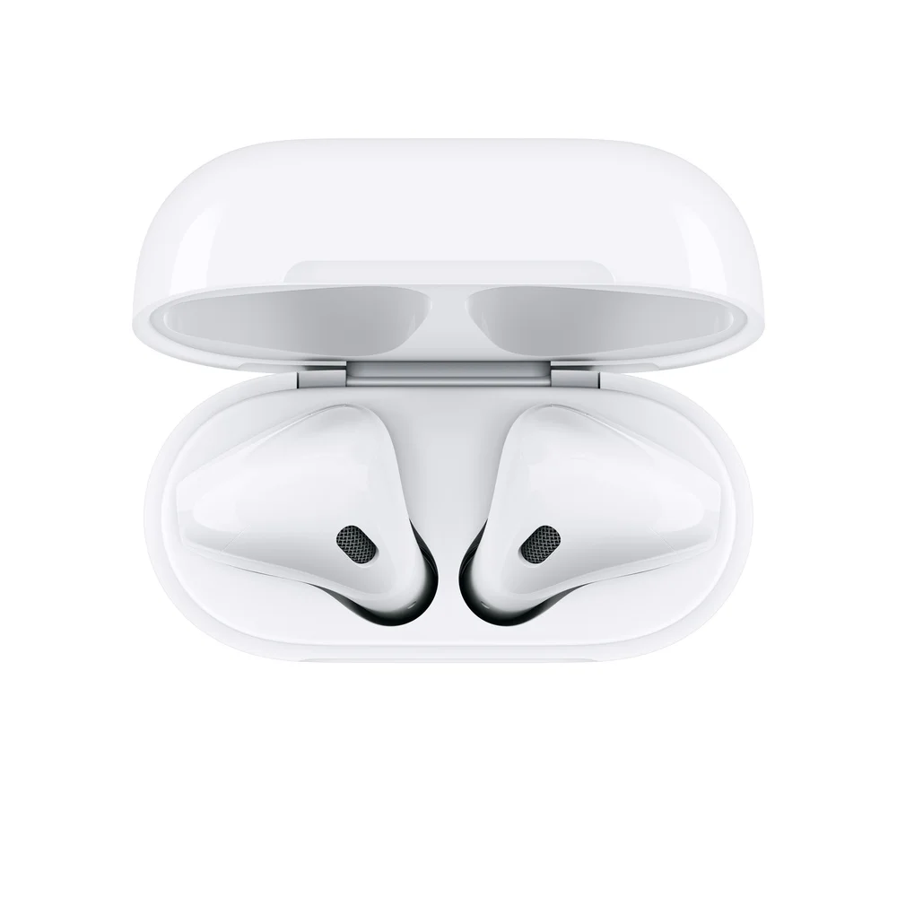 سماعة أذن Apple AirPods الجيل الثاني من سماعة بلوتوث لاسلكية مع صندوق شحن لاسلكي شريحة H1 لهاتف IPhone الأصلي المجدد