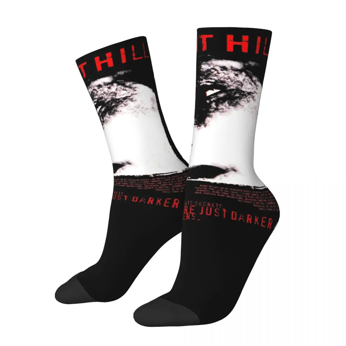 Crazy Design Silent Hills 1 Basketball Socks Polyester Long Socks for Women Men Breathable