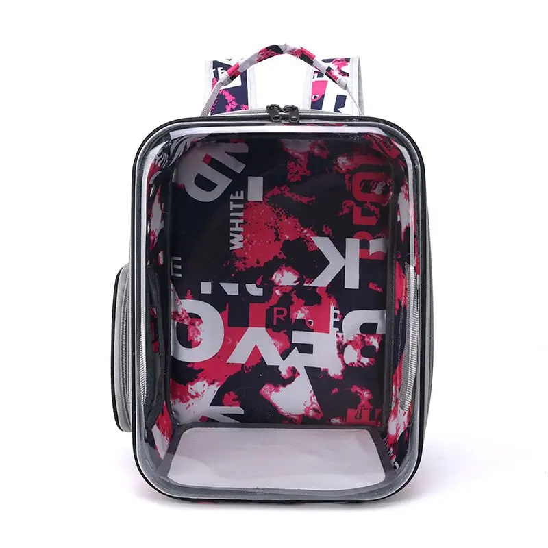 Transparent Portable Breathable Backpack for Pet Dog and Cat, Fried Street Space Capsule, Large Capacity Products Supplies