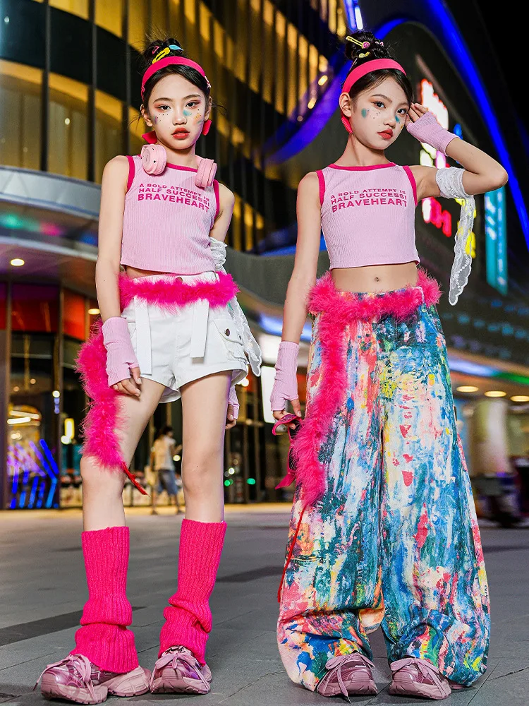 Street Dance Jazz Hip Hop Children's Clothing Practice Suit Set Trendy Streetwear Outfit Kids' Dance Apparel Workout Gear