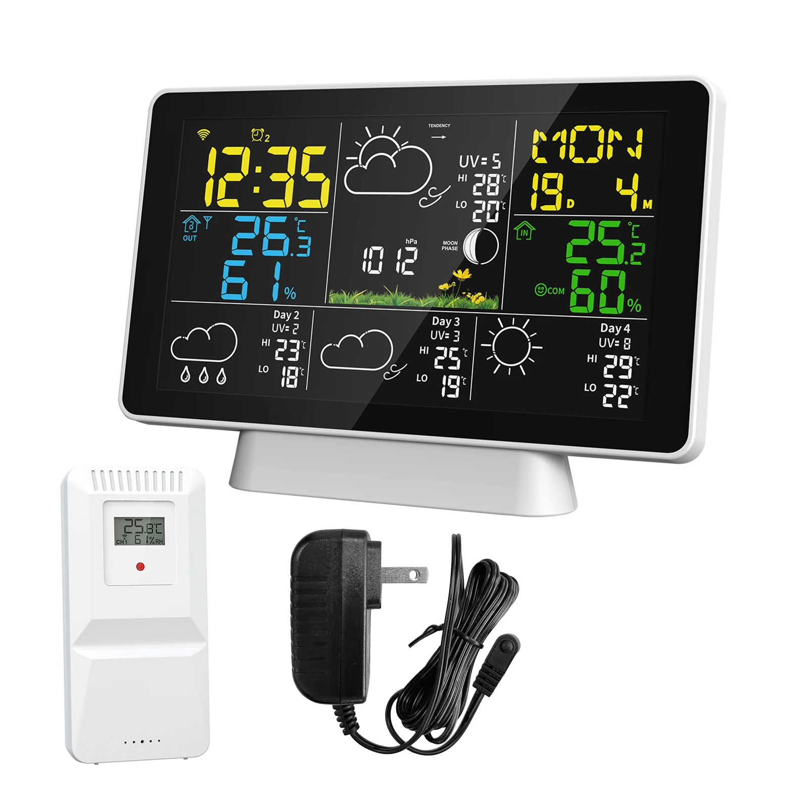 Tuya WiFi Smart Weather Station Temperature and Humidity Meter Time Calibration Moon Phase Atmospheric Pressure Weather Clock