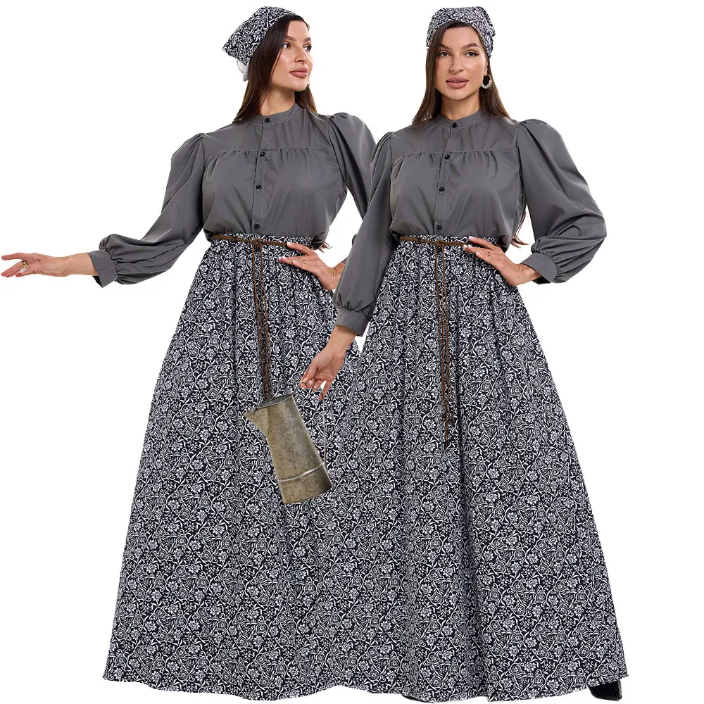 

Традиционный пивной фестиваль на Хэллоуин, костюм горничной, рубашка для девочек на ферме, топ, юбка с цветочным принтом, костюм горничной в колониальном стиле на ферме