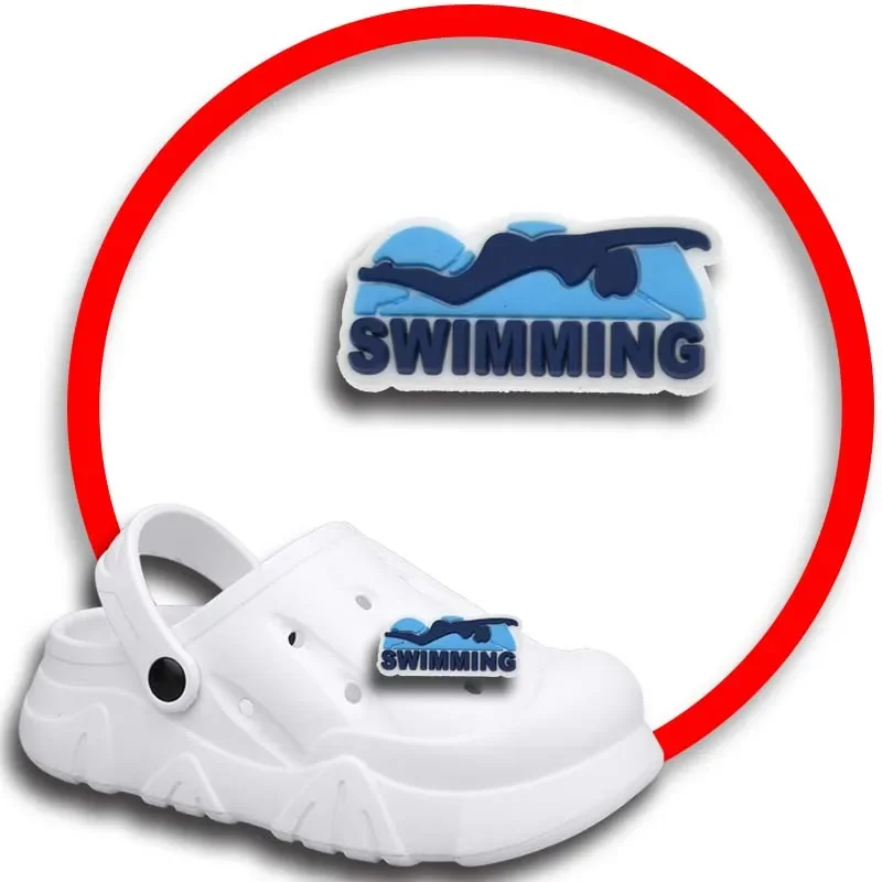 Paddling Swimming Shoe Charms for Crocs Sandals Women Clogs Pins Shoe Decorations Accessory Men Badges Kids Shoes Accessories