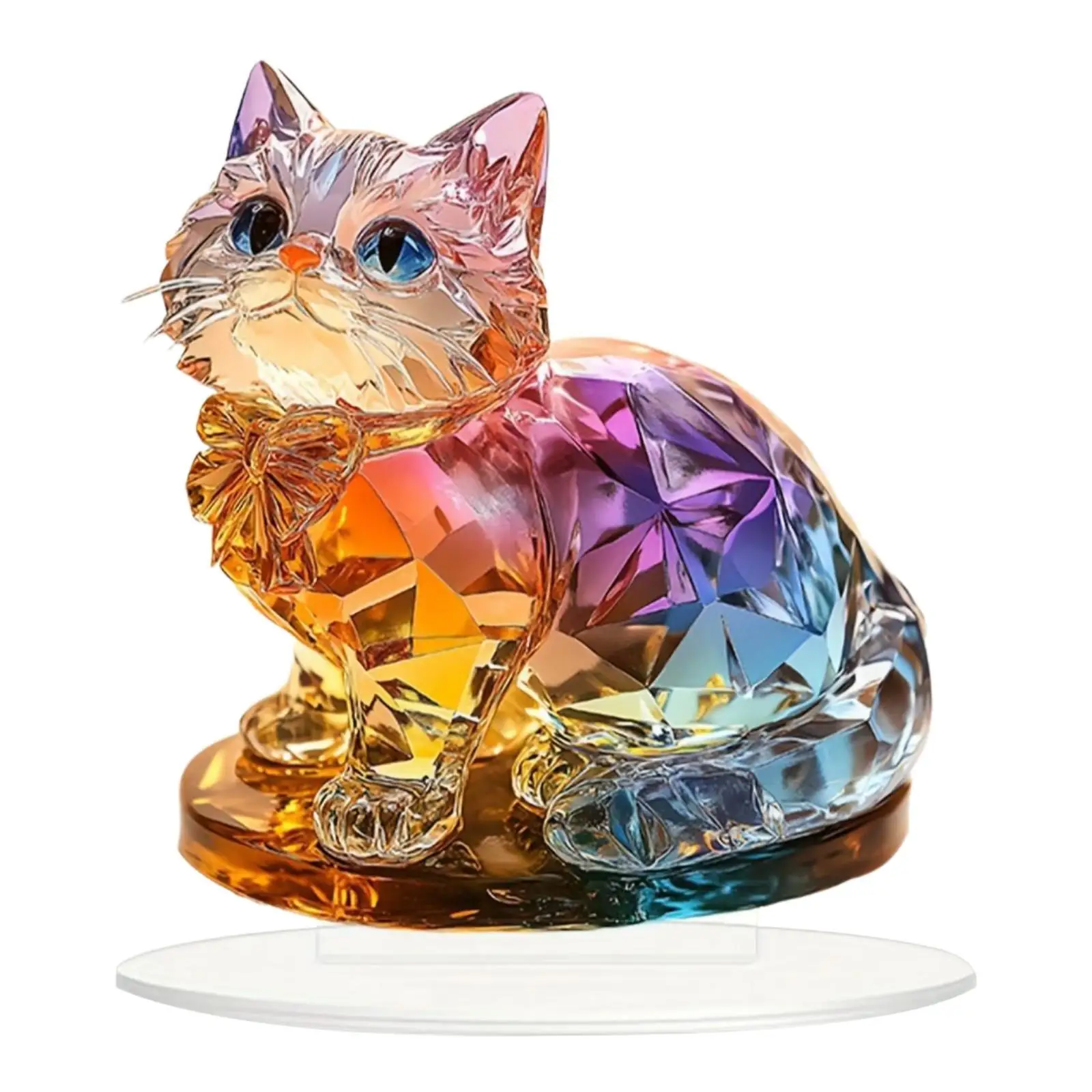 2D Flat Acrylic Colorful Cat Ornament Fashion Supplies Decorative Desktop Decoration Home Decor for Office Theme Party Indoor