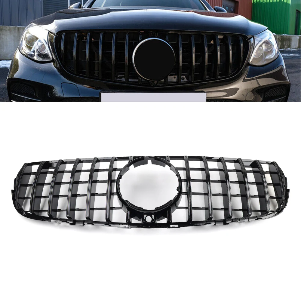 

GTR Style Car Front Bumper Hood Grille Black For Mercedes Benz GLC-Class W253 X253 GLC250 GLC300 GLC350 GLC43 AMG 2015-2019