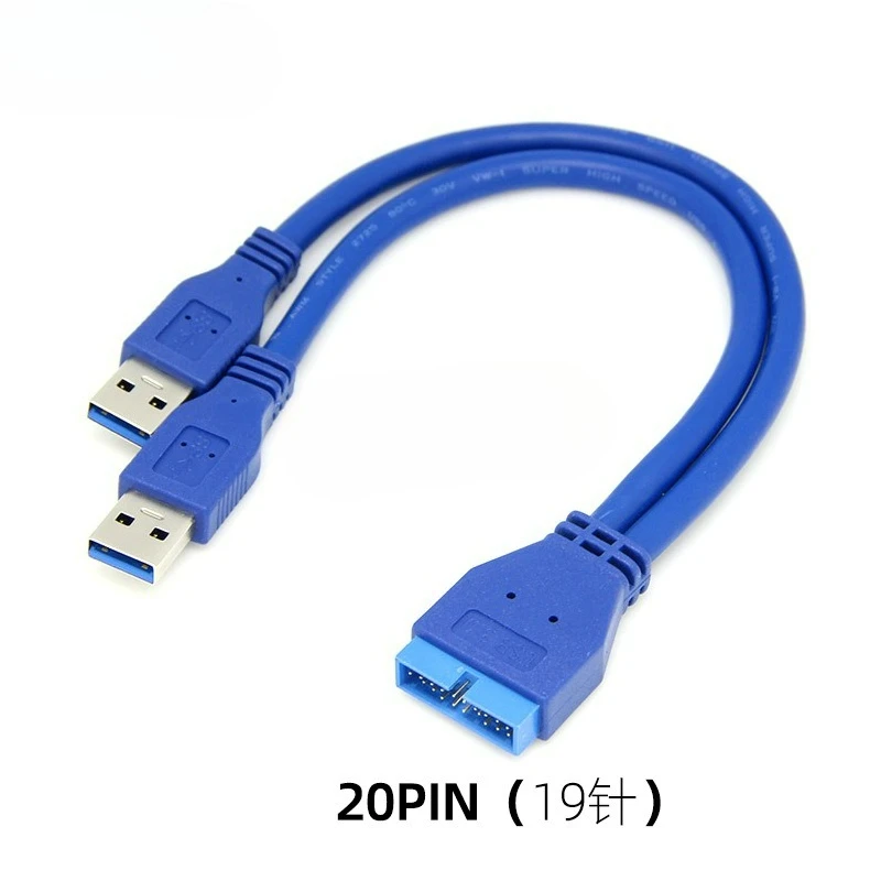 Motherboard 20Pin to USB 3.0 Adapter Cable 19-Pin Header to Dual USB 3.0 Type-A Male Female Converter 30cm