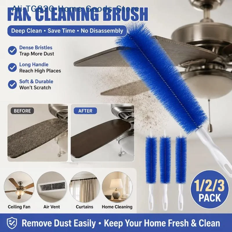 [TG820][W] Fan Dust Removal Brush, Multifunctional Fan Brush, Dust Duster, Bendable Screen, Blinds, Encrypted Cleaning Brush