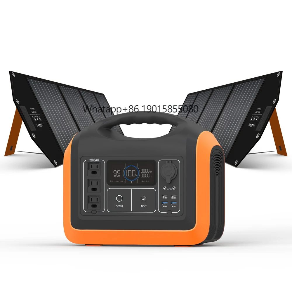 

1000w Power Station Backup Camping Lifepo4 Battery Energy System Supply Portable Solar Generator 1200w Panel Completed Sets