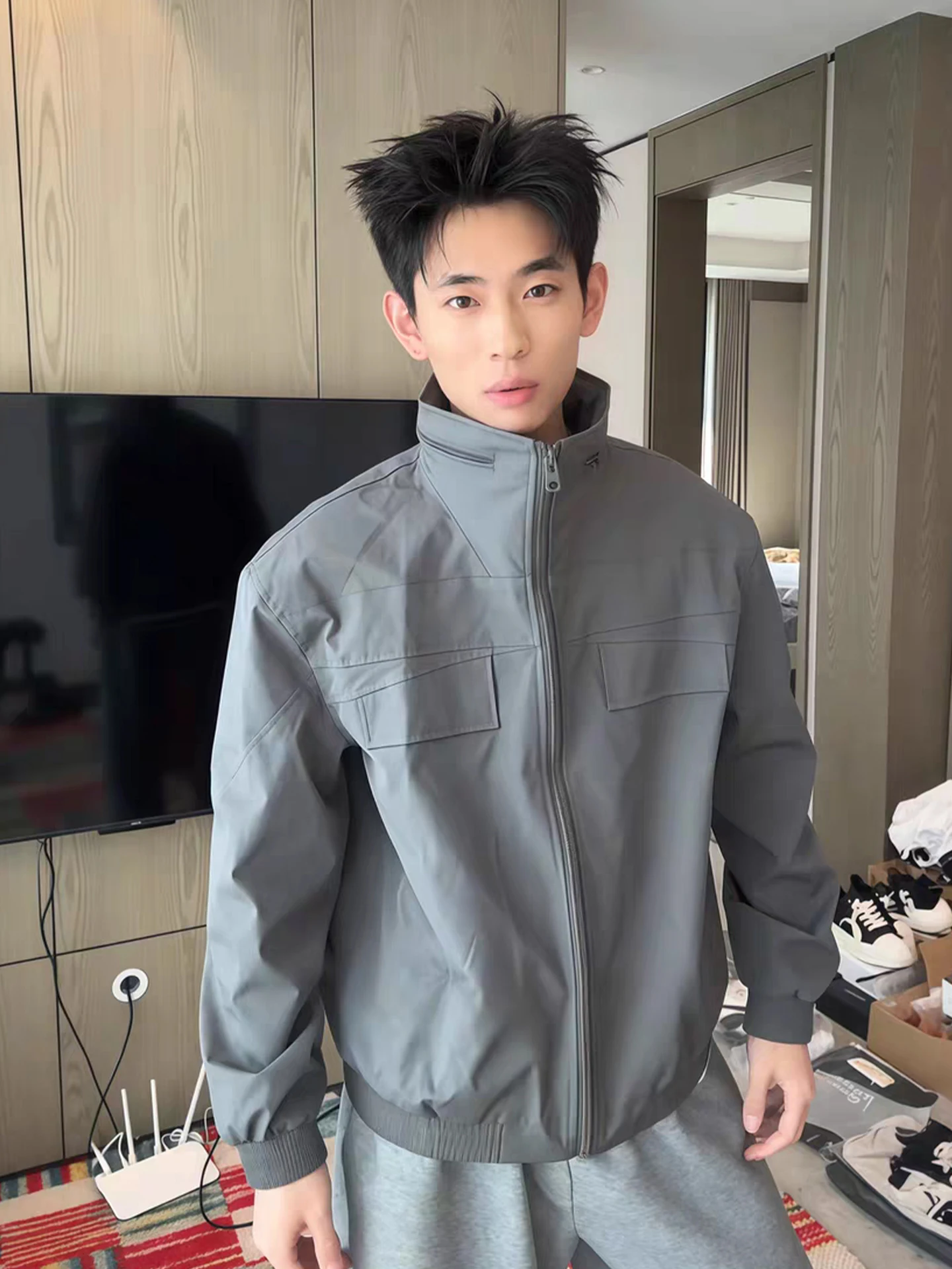 

Мужская куртка-пилот Iyaroom с воротником-стойкой, осенняя, модная, брендовая, премиум-класса, стильная, рабочая, водонепроницаемая, на молнии