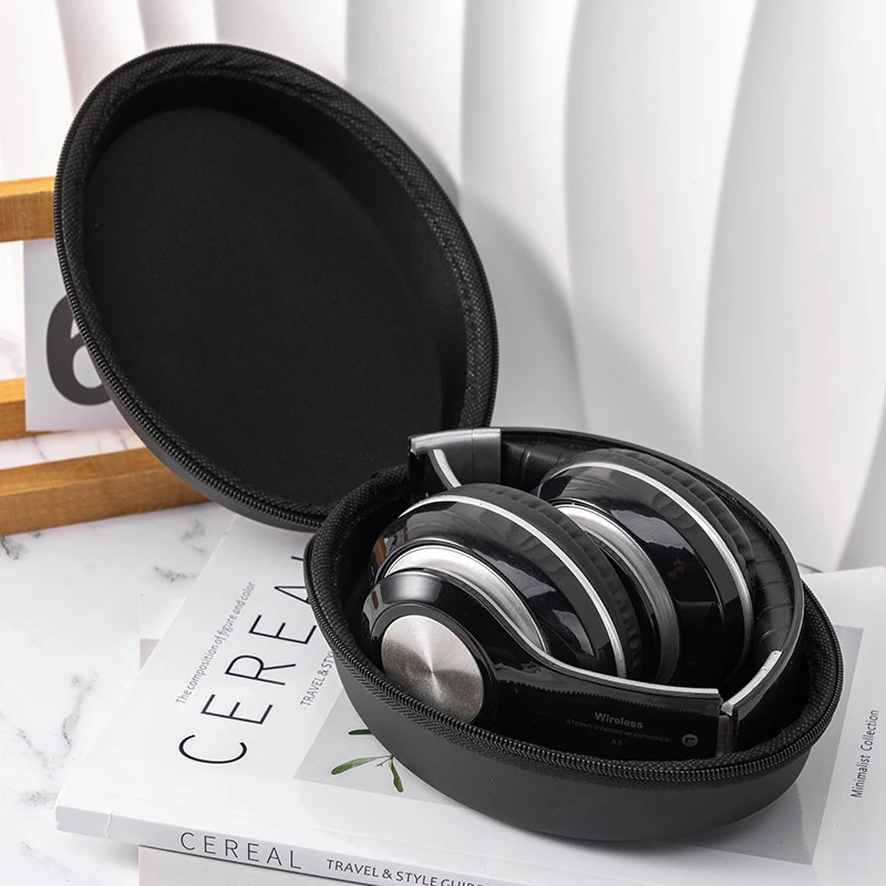 1 Piece Large Capacity Handheld Earphone Container Travel Supplies Black Headphone Carrying Case Shockproof Headset Pouch