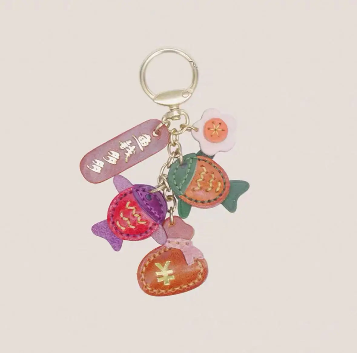 

Genuine leather cowhide bag pendant key chain car key ornament handmade bag charm vintage cute fish pendant gift