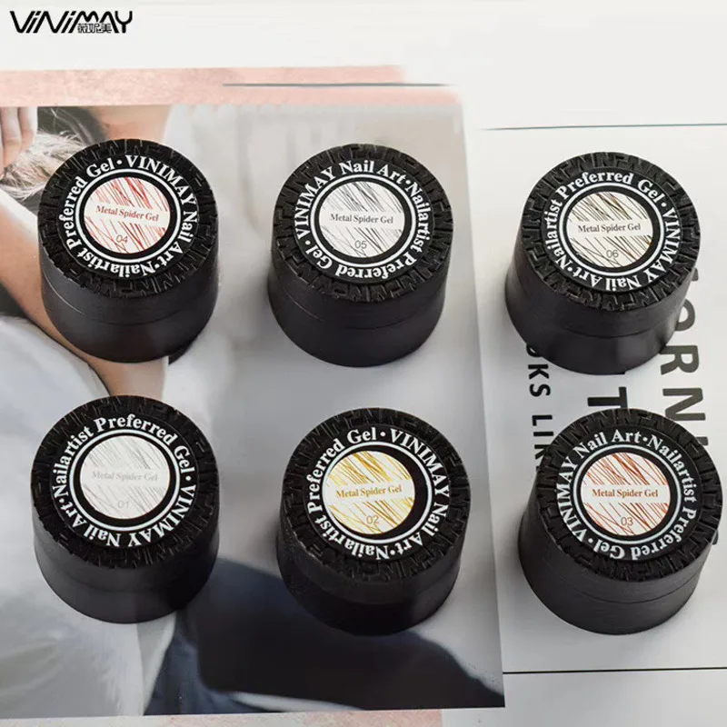 VINIMAY 6pcs/set Painting Gel Nail Polish Glue Manicure Silk Elastic Spider DIY UV Gel Nail Creative Phototherapy Silk Drawing