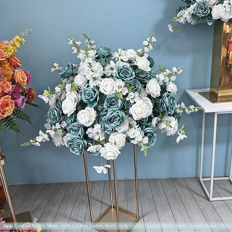 Grüne und weiße künstliche Rosen, Calla-Lilien, Amaranthus-Gras, Blumen-Mittelstück, Blumenball für Hochzeitsbogen, Hintergrund, Party-Dekoration ﻿ – Detail 4